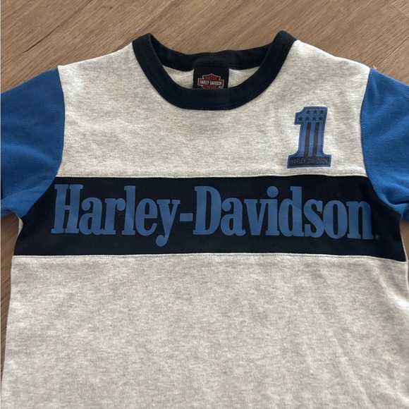 4/5 Harley Davidson boys black blue and gray tshirt short sleeve shirt - Picture 2 of 4